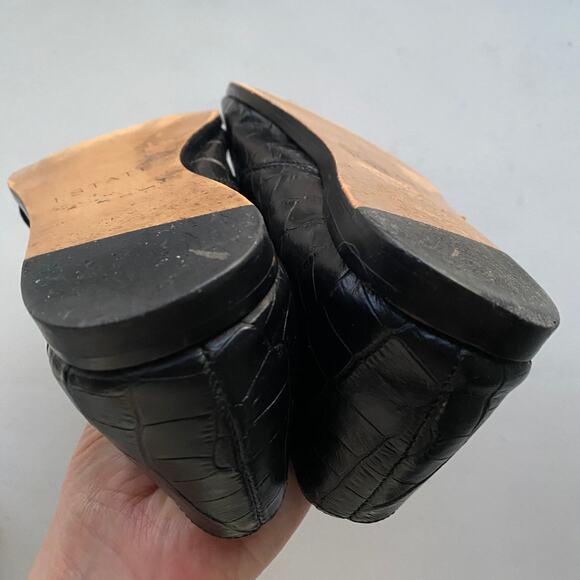 1.STATE Celvin Black Open Toe D'Orsay Flats Croc Embossed Leather Women Sz 6.5 - Picture 8 of 11